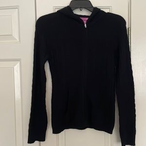 Girls Aqua Cashmere Hooded Zippered Cardigan